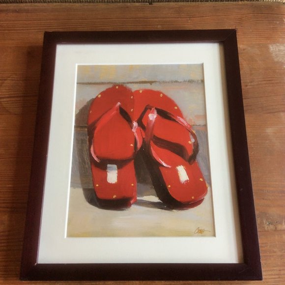 Craig Nelson Signed Flip Flop Pictures Beach House Nautical Decor Wall Ideas - Picture 4 of 9